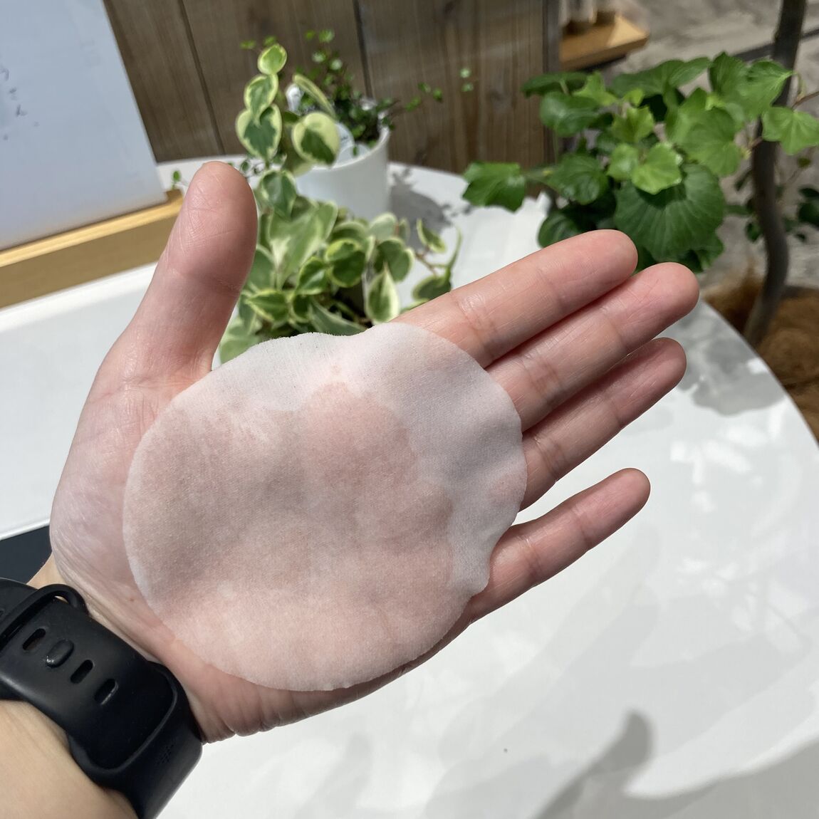 手に乗せたエッセンスパッドの写真