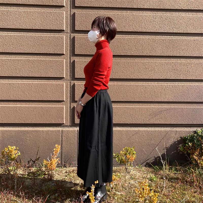 婦人　洗えるウールハイゲージリブタートルネックセーター