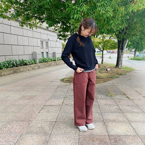 ワッフル長袖Tシャツ着用