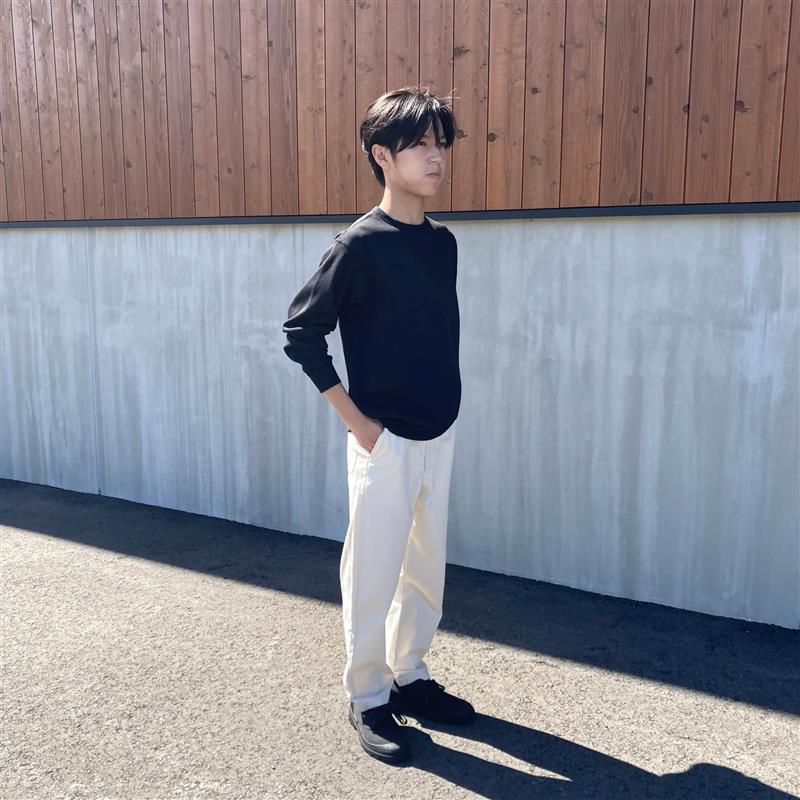 UVカット乾きやすいワッフルクルーネック長袖Tシャツ