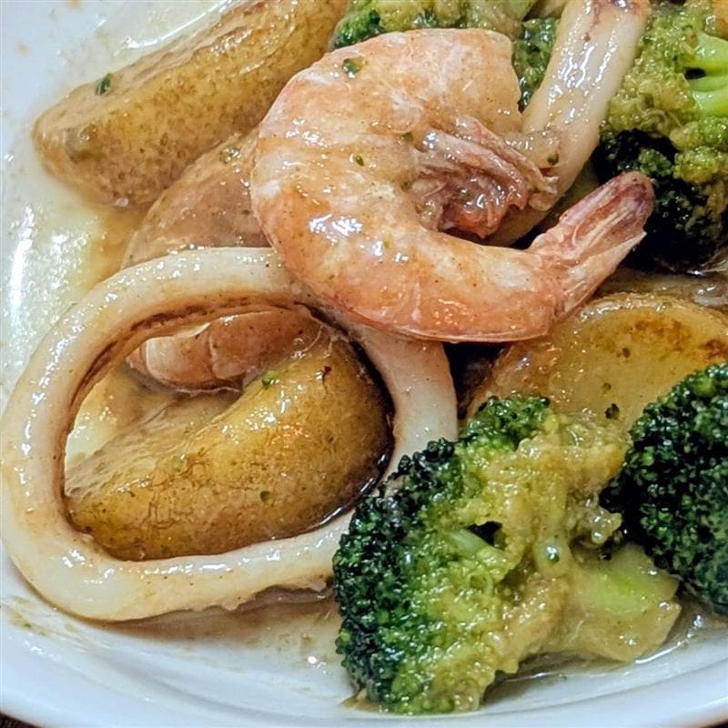 海老といかのアヒージョ完成