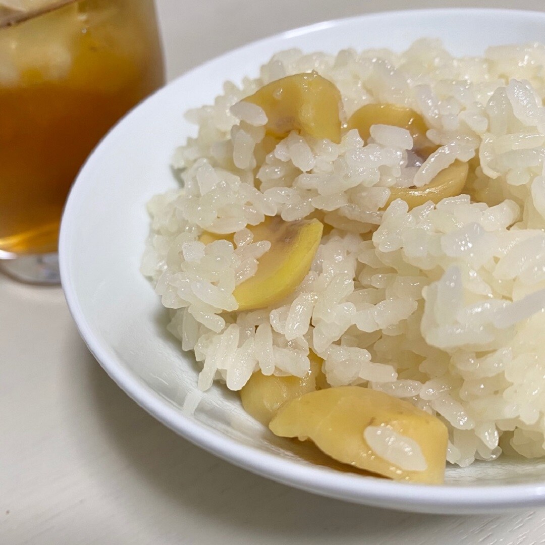 秋に栗ごはん
