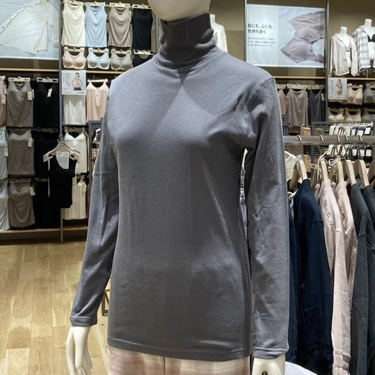 婦人　あったか綿　厚手　タートルネック長袖Ｔシャツ