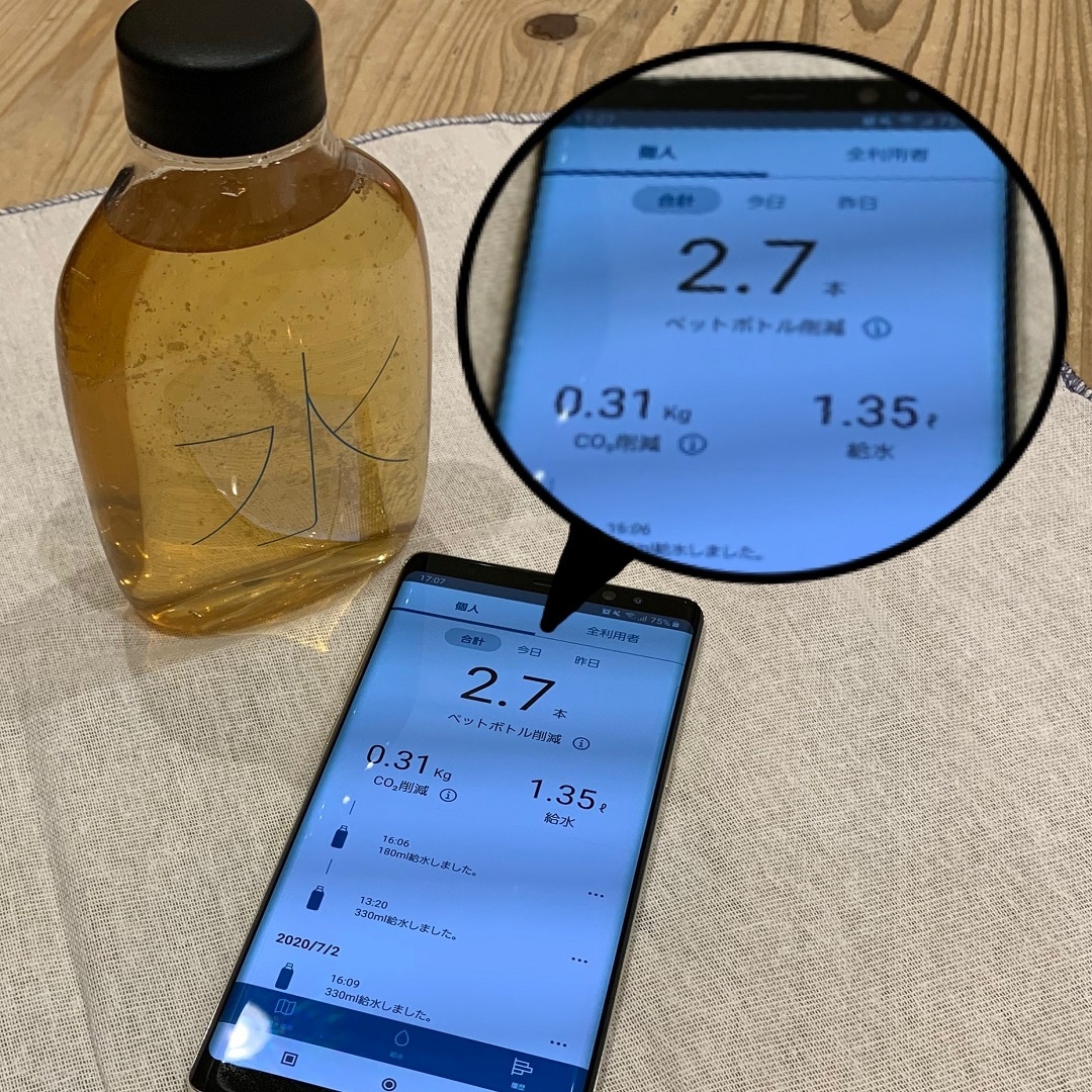 自分で詰める水のボトルスタッフ使用例①