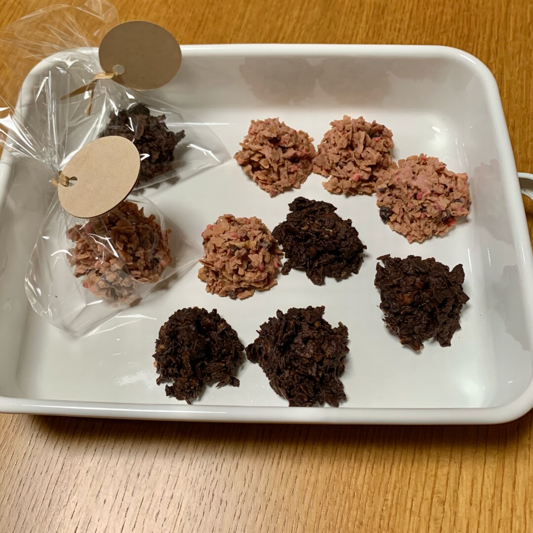 タグを付けれれたクランチチョコ