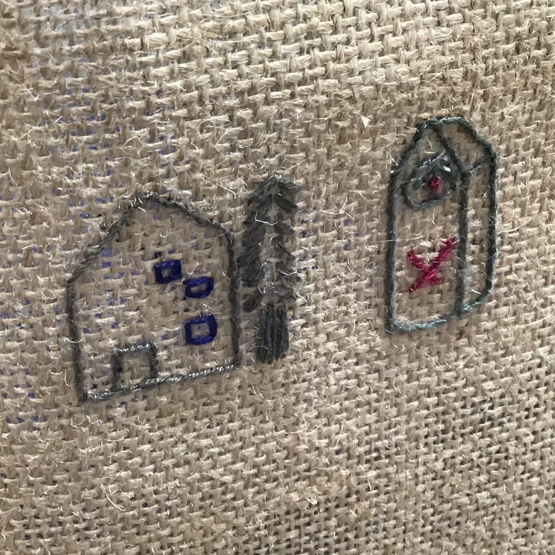 イニシャルの刺繍