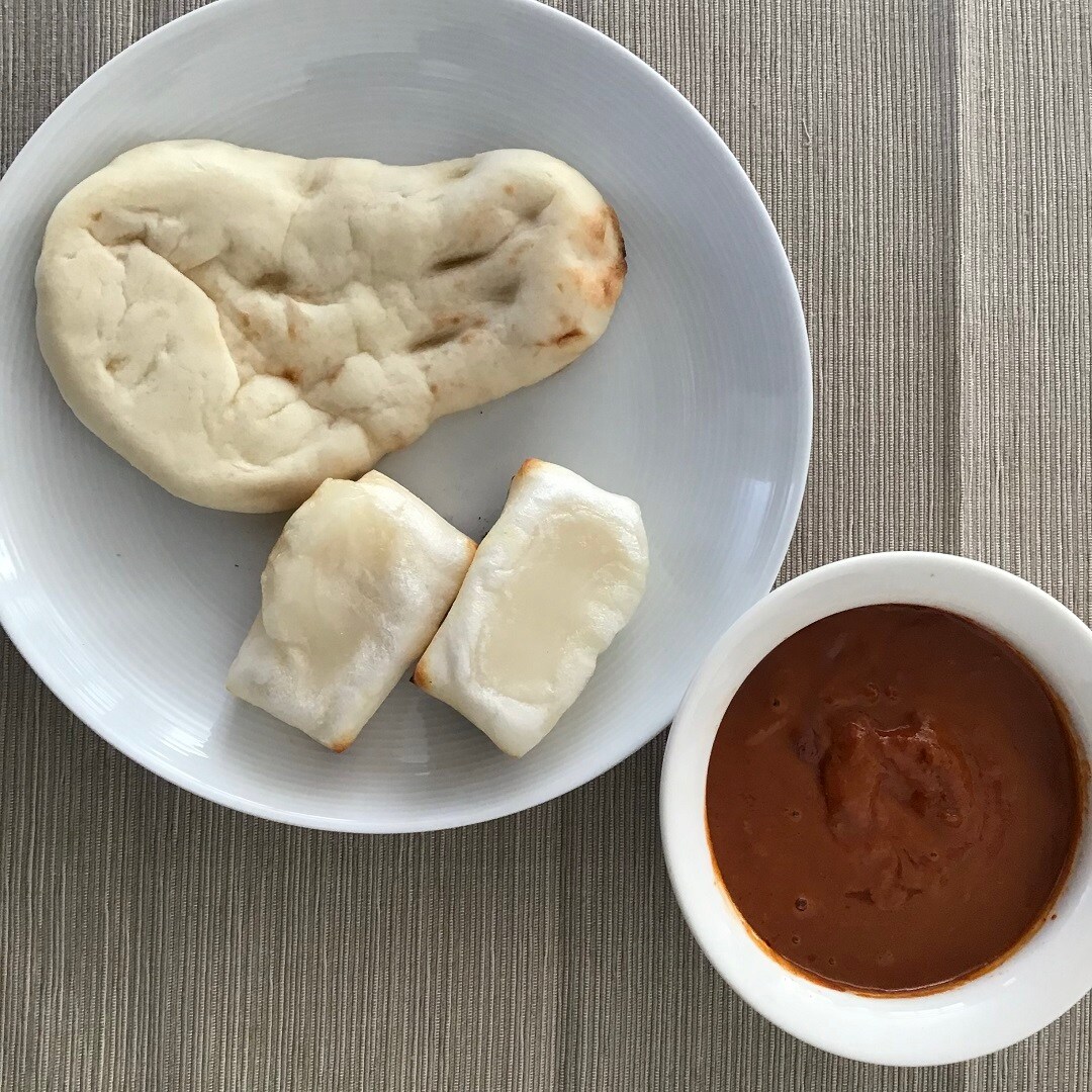 カレー、ナン、餅