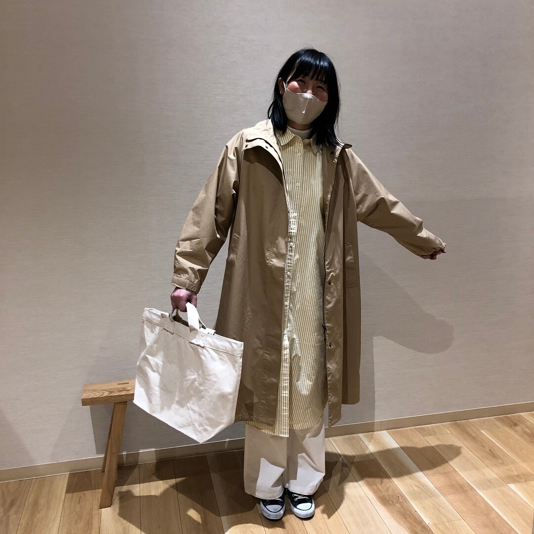 スタンドカラーコート全身２