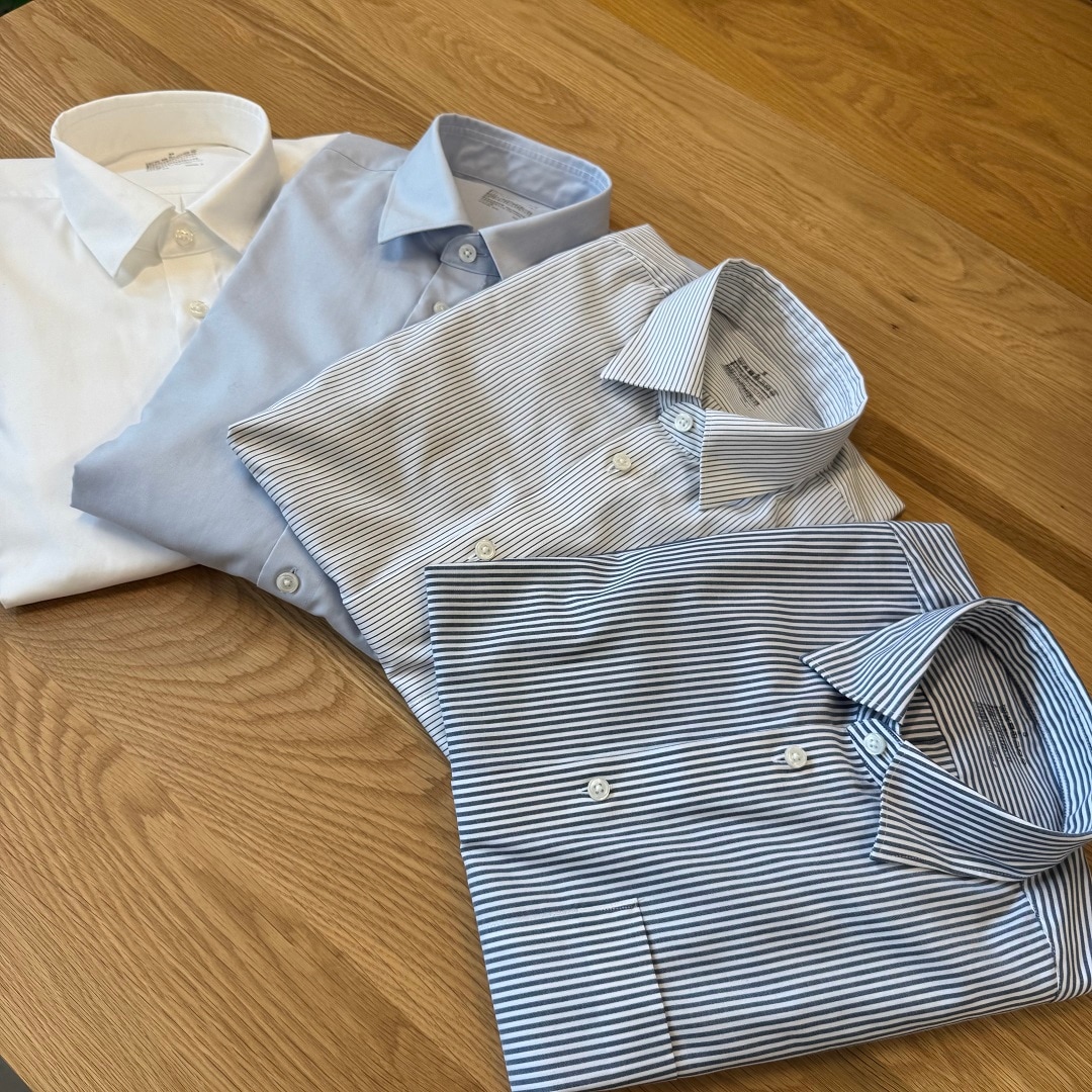 ノンアイロンセミワイドカラー長袖シャツ