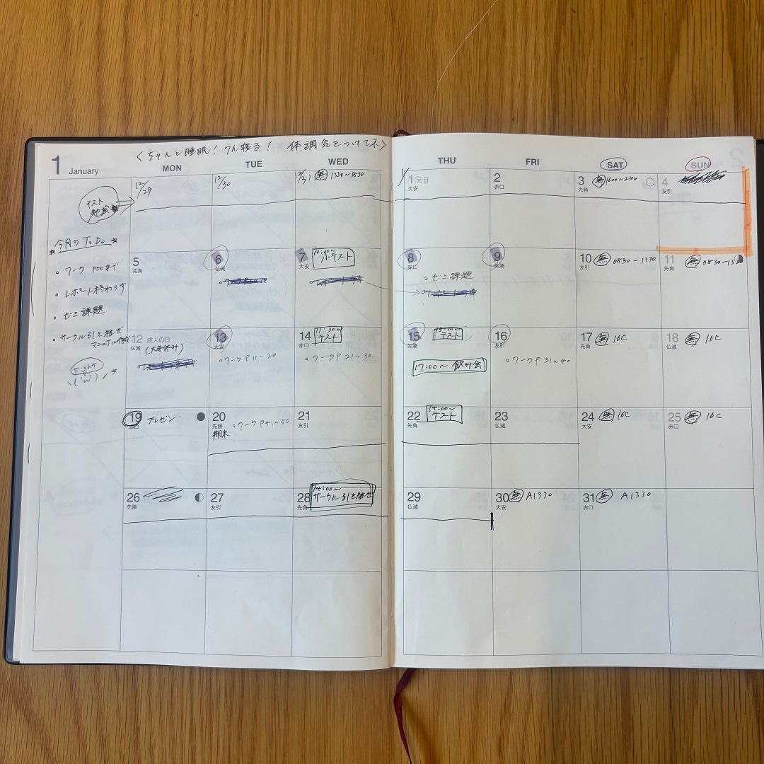 マンスリーページ全体図