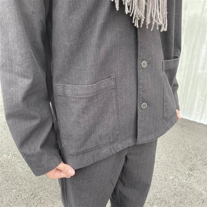 縦横ストレッチ起毛ヘリンボーン　カーディガン