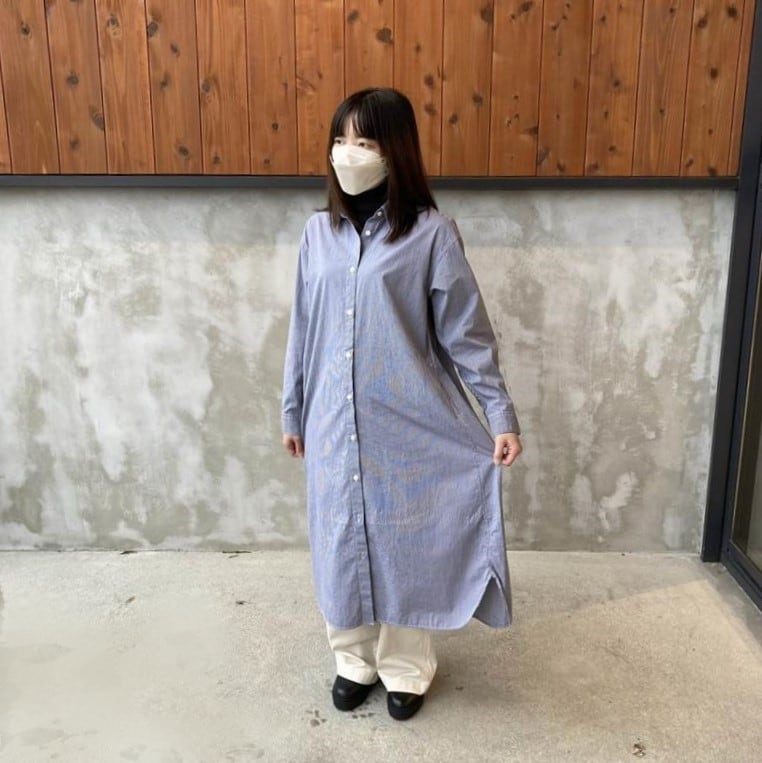 洗いざらしブロード 長袖シャツワンピース