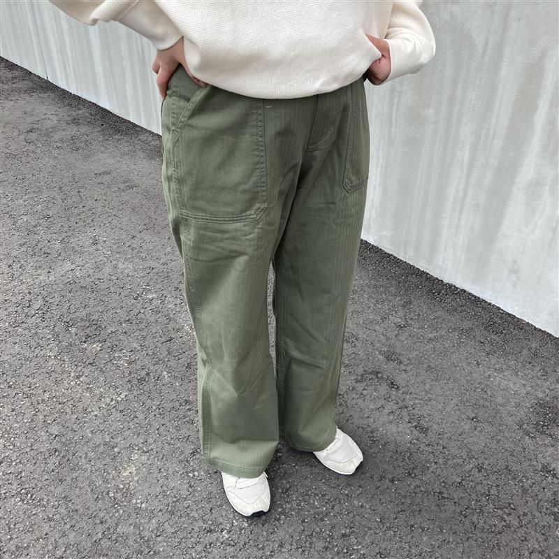 洗いざらし　ヘリンボーンベイカーストレートパンツ