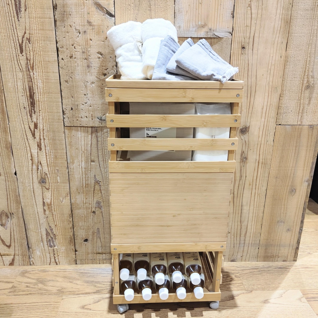 【ゆめタウン徳山】新発売　重ねて使える便利な竹材すのこボックス_kZOA67