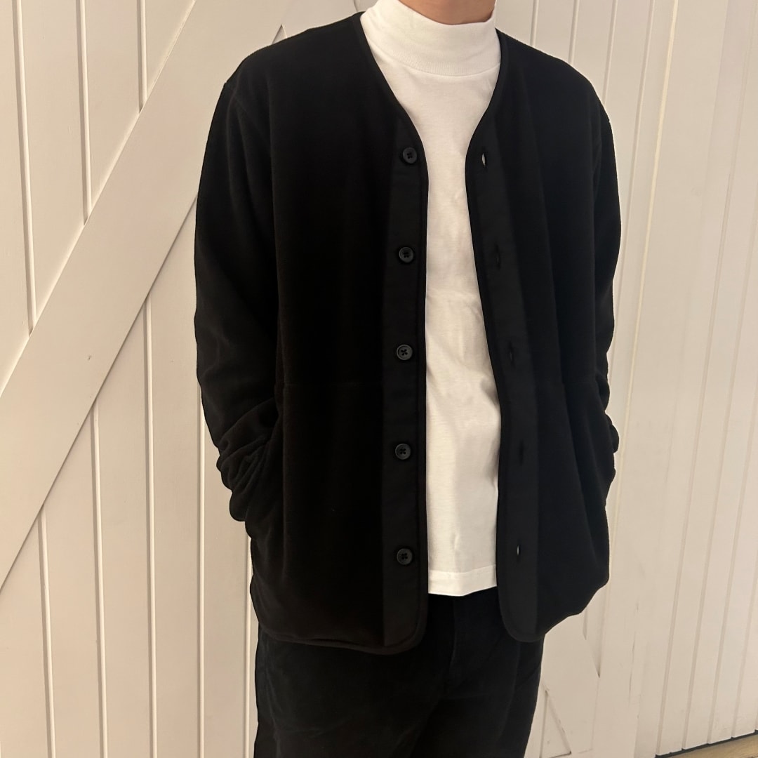 フリースカーディガン黒