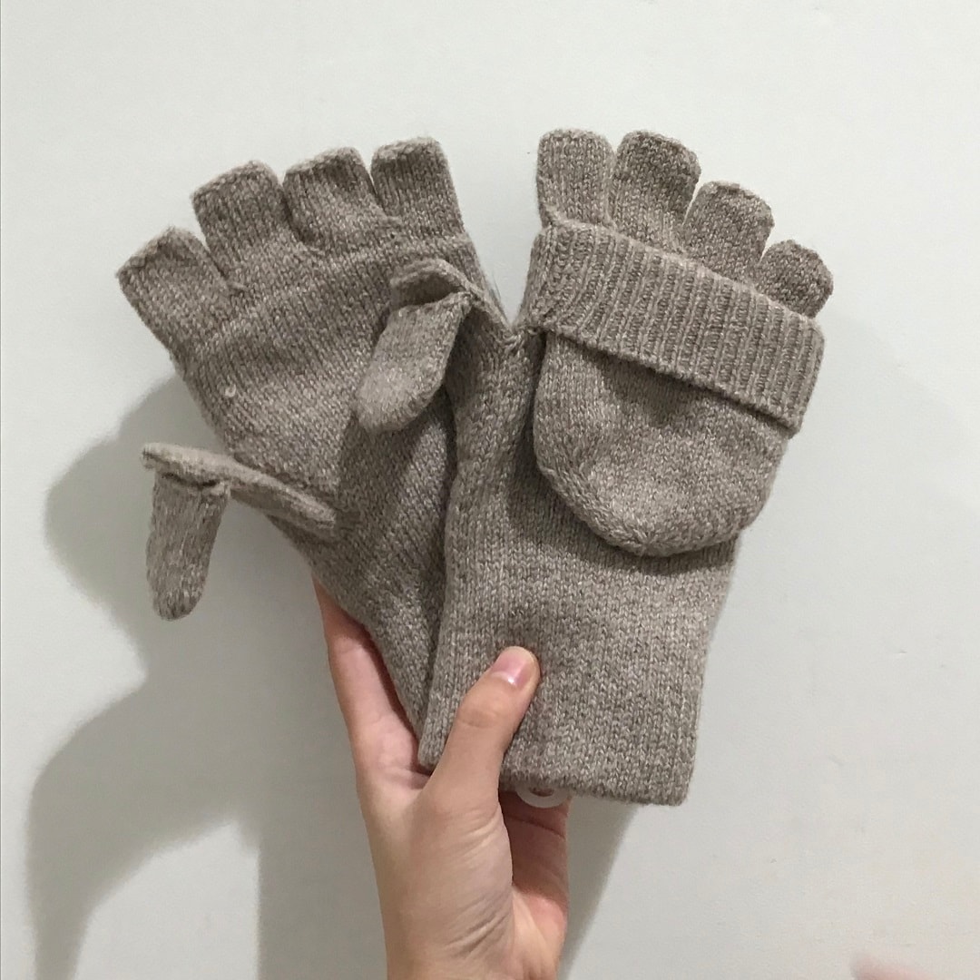【アキバ・トリム】ウール混 半指フード付き手袋
