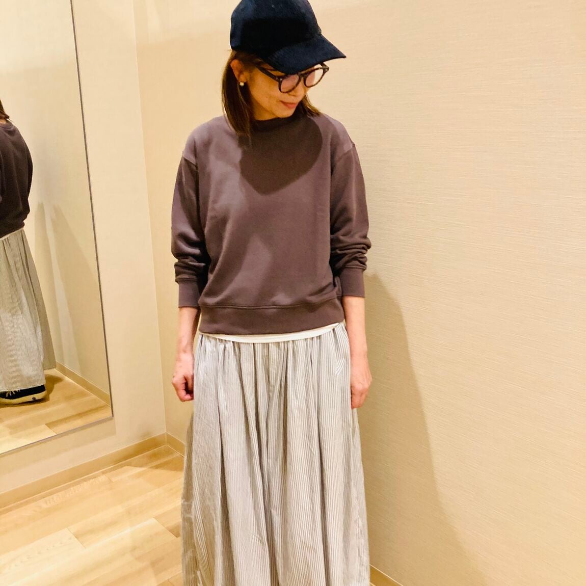 裏毛スウェットシャツコーデ