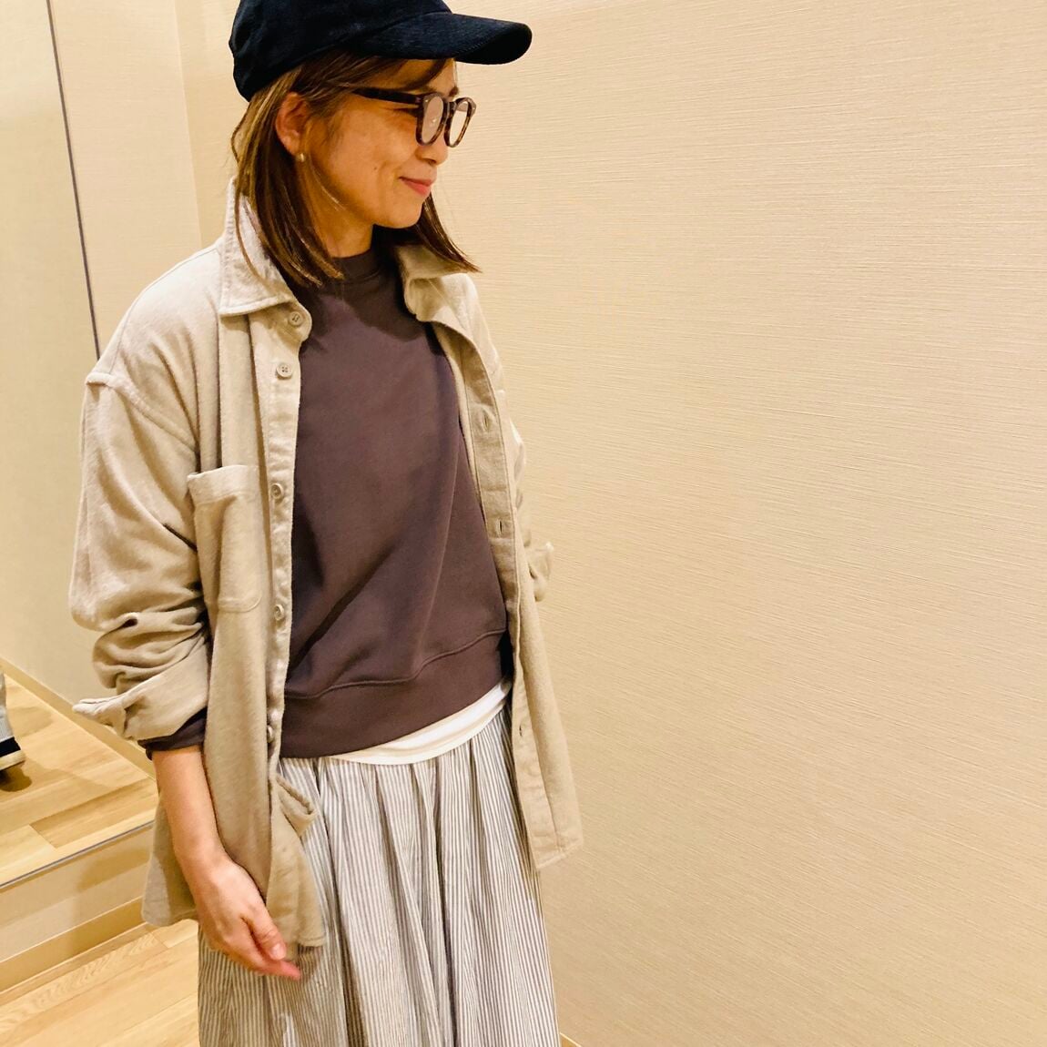 裏毛スウェットシャツコーデ