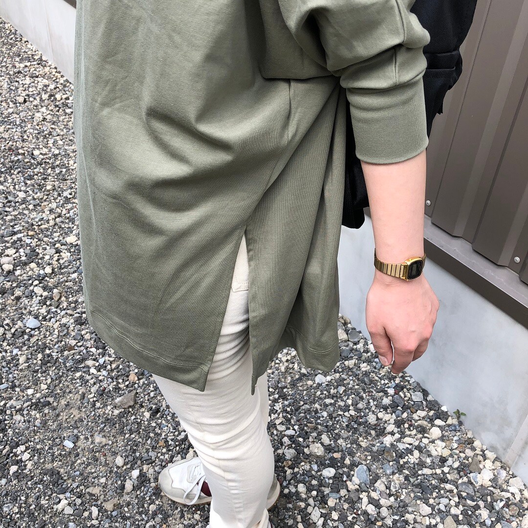 婦人　七分袖チュニック　スリット