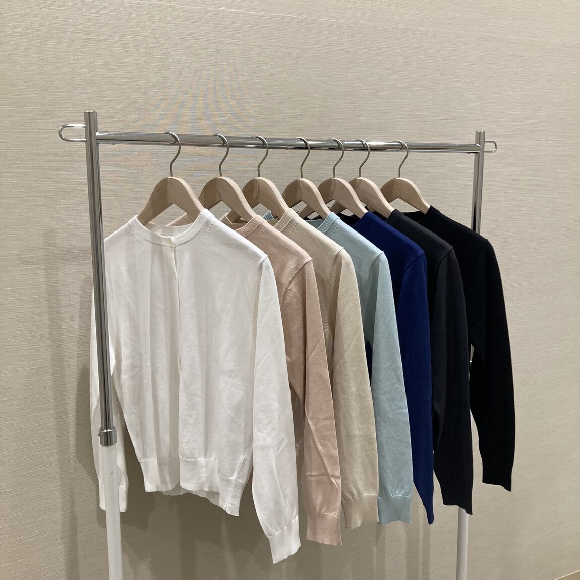 婦人　UVカット強撚コットンクルーネックカーディガン