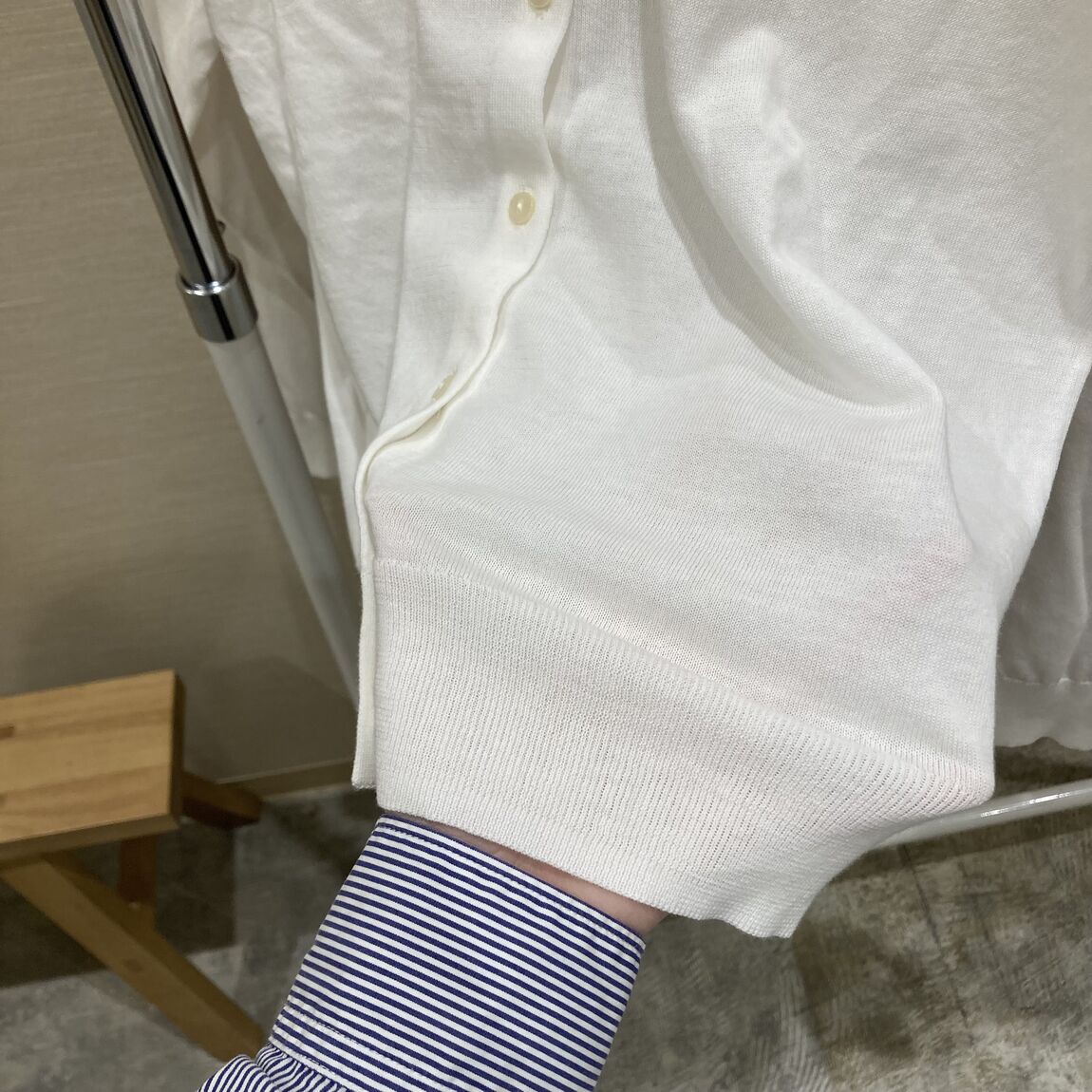 婦人　UVカット強撚コットンクルーネックカーディガン