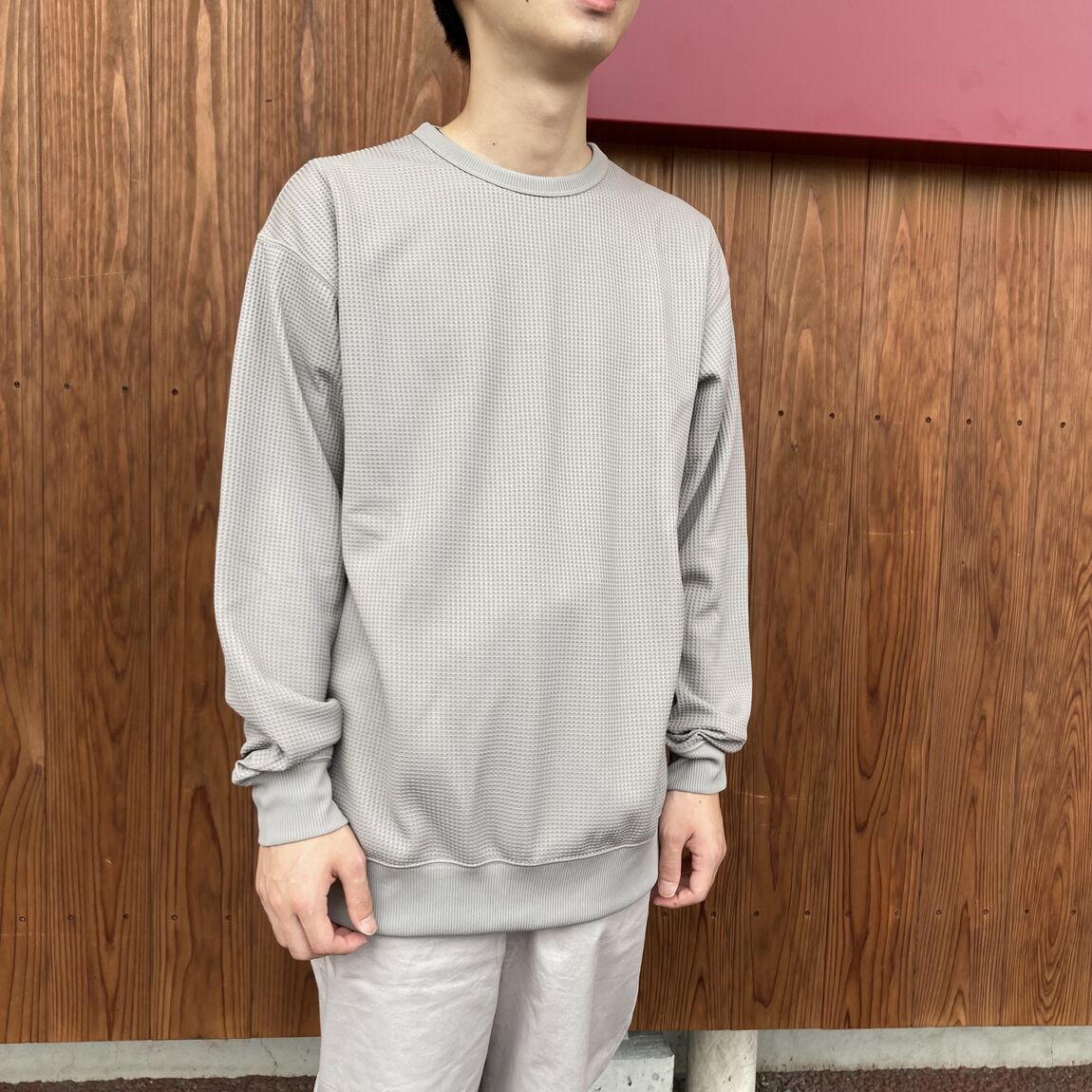 ワッフル長袖Tシャツアップ画像