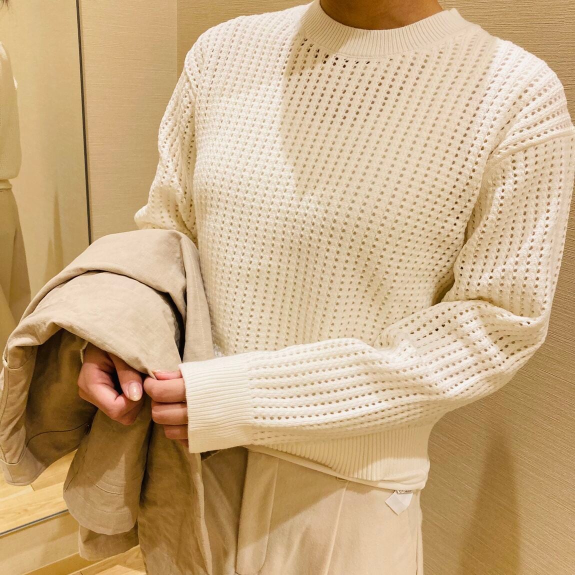 メッシュクルーネックセーター