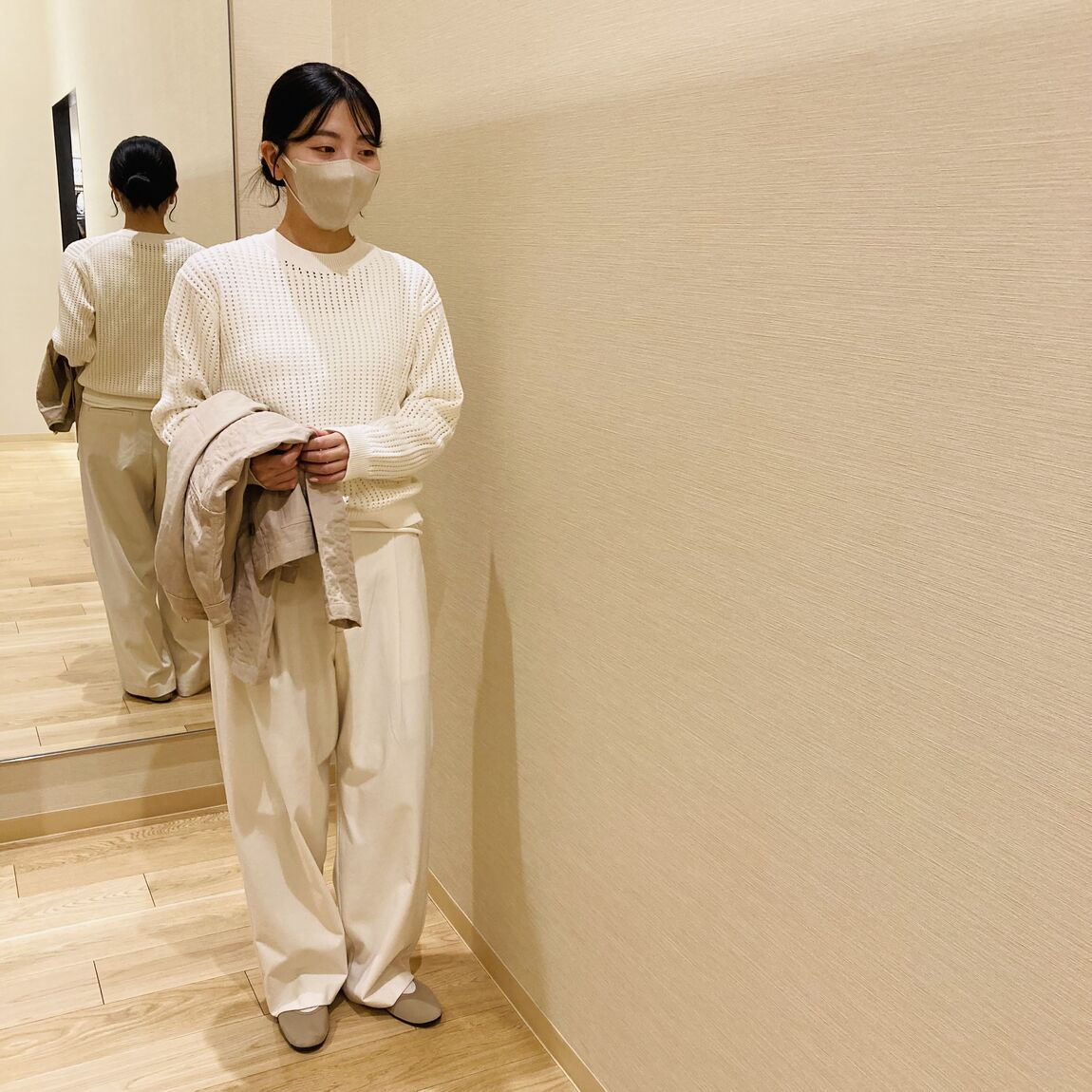 メッシュクルーネックセーター