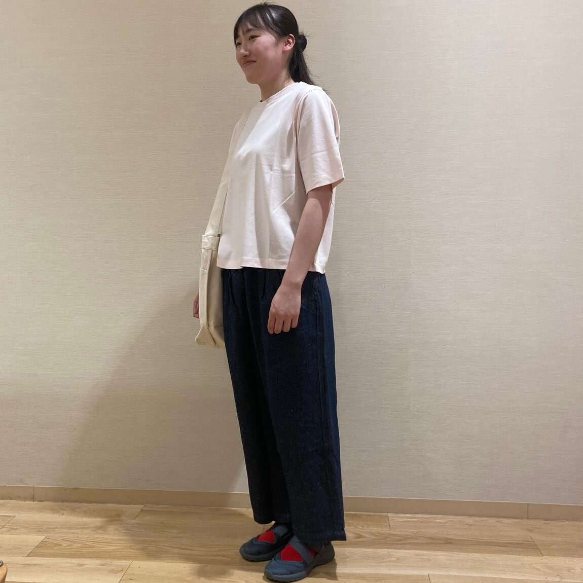 【アル・プラザ草津】コットン リネン デニム イージー ワイドパンツ