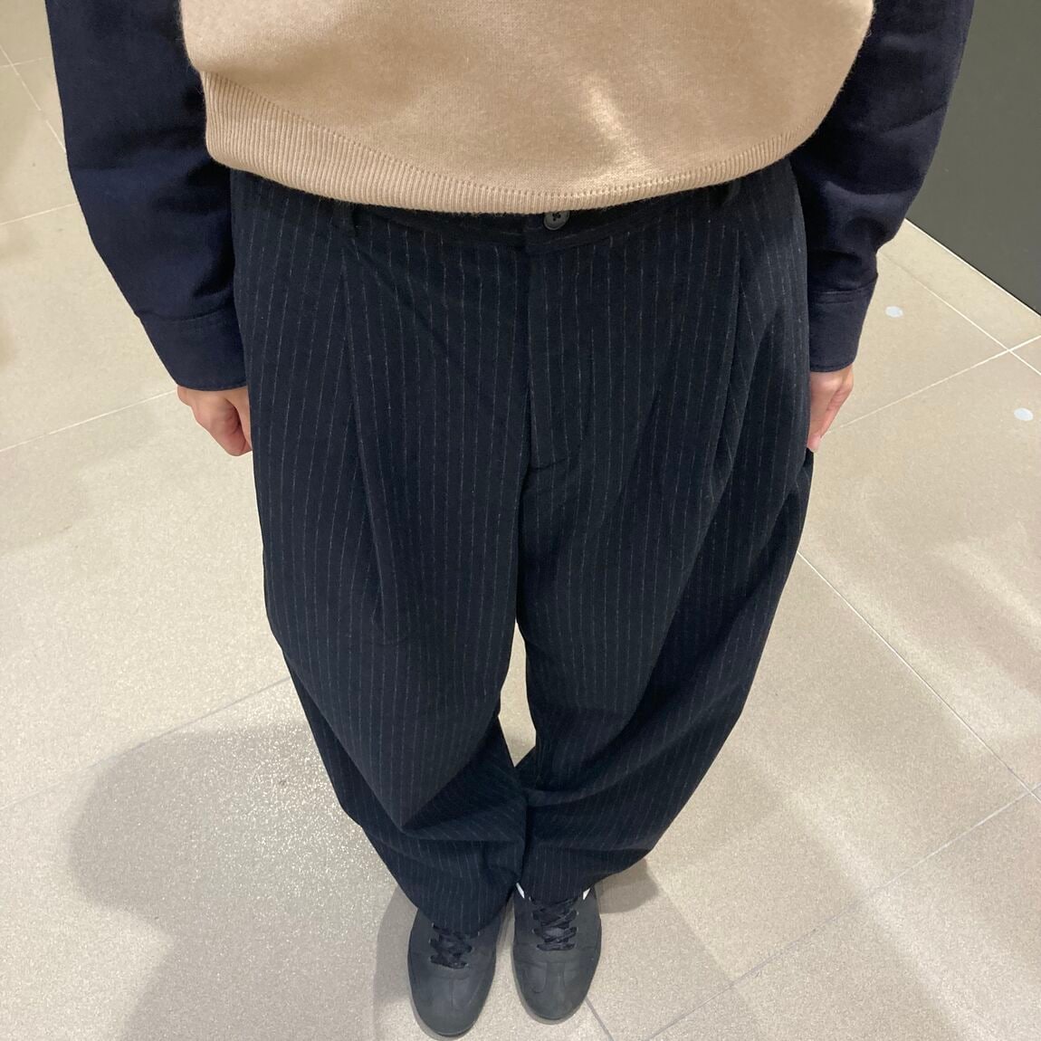 ボトムス起毛タックワイド