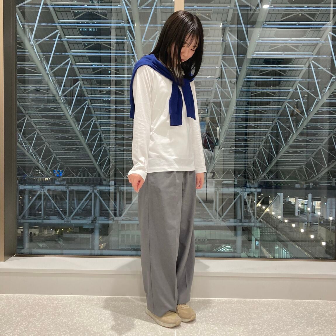 UVカット強撚コットンクルーネックカーディガン