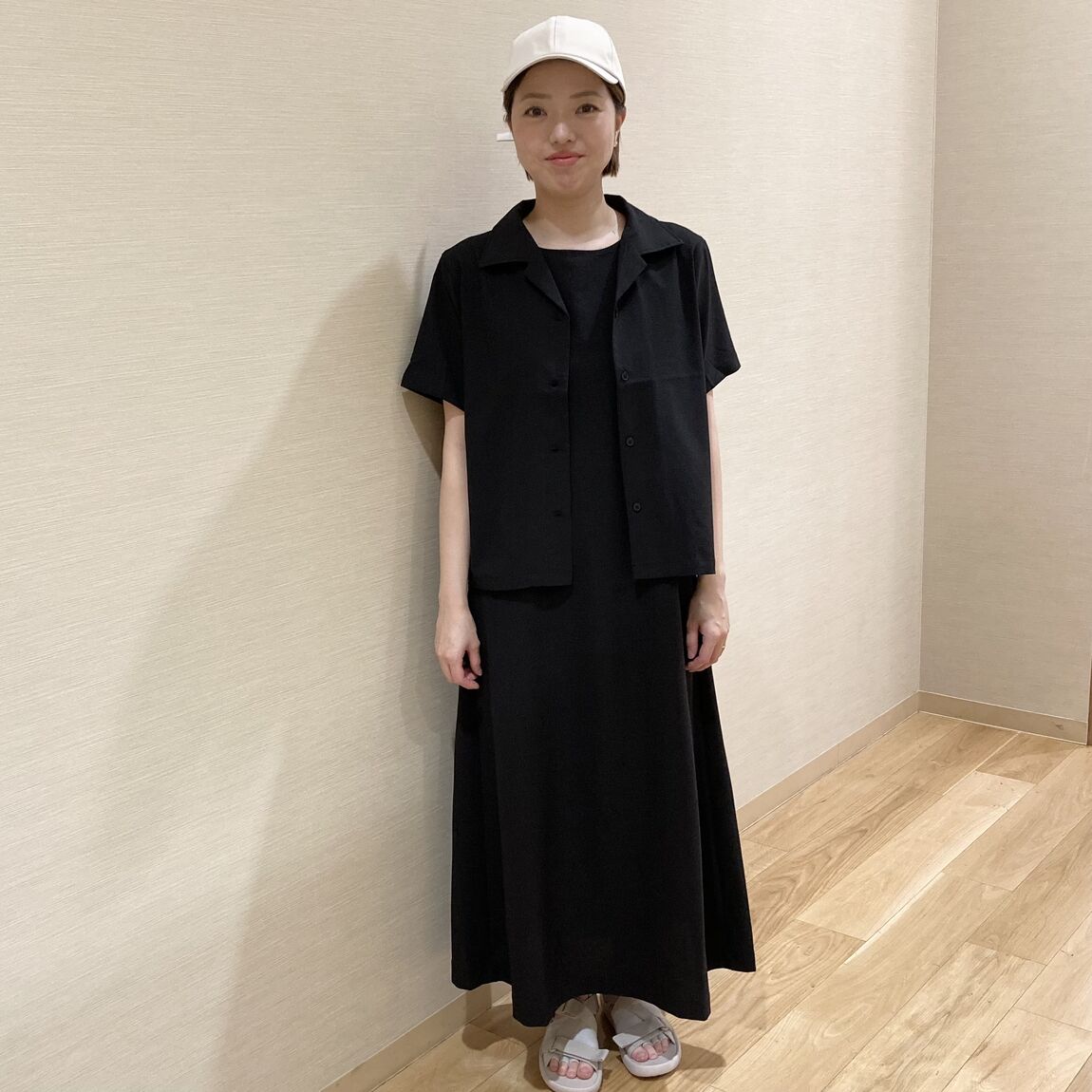 婦人　風を通す　ストレッチサッカー　スリーブレスワンピース