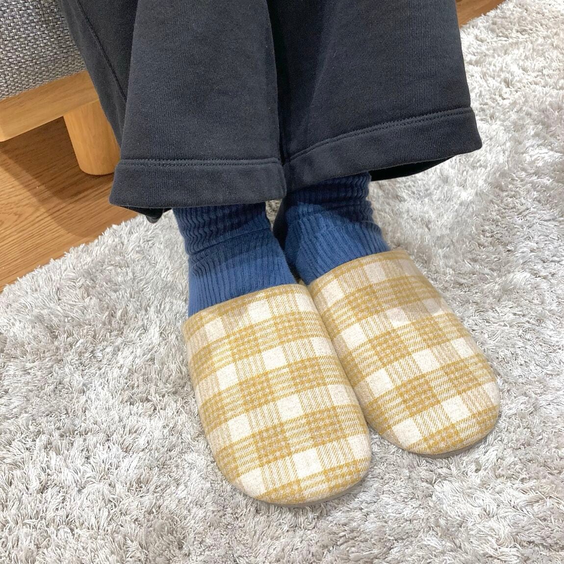 綿フランネル履き心地やわらか足なりスリッパの写真