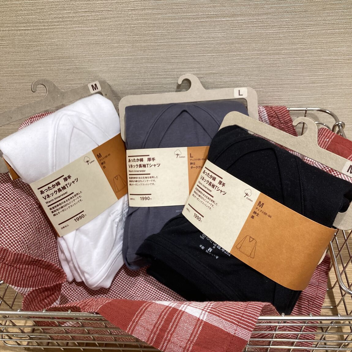 あったか綿厚手Vネック