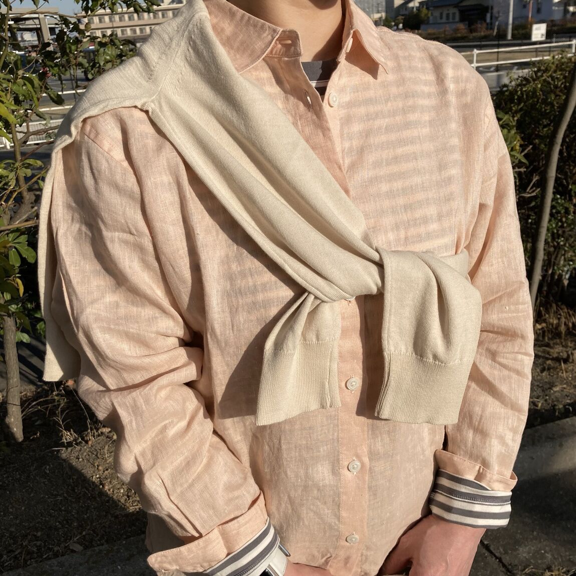 天竺クルーネック長袖T