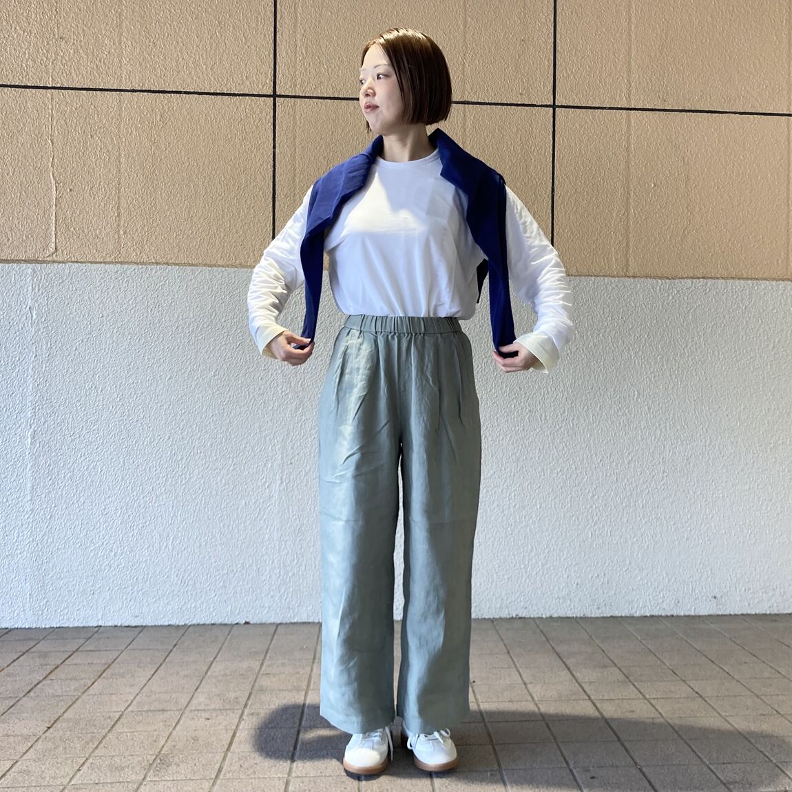 強撚天竺編みクルーネック長袖Ｔシャツ