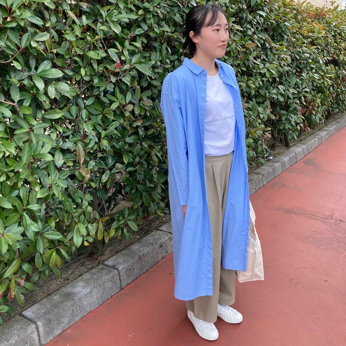 【アル・プラザ草津】婦人　高密度 ツイルワイドテーパードパンツを使ったコーディネート