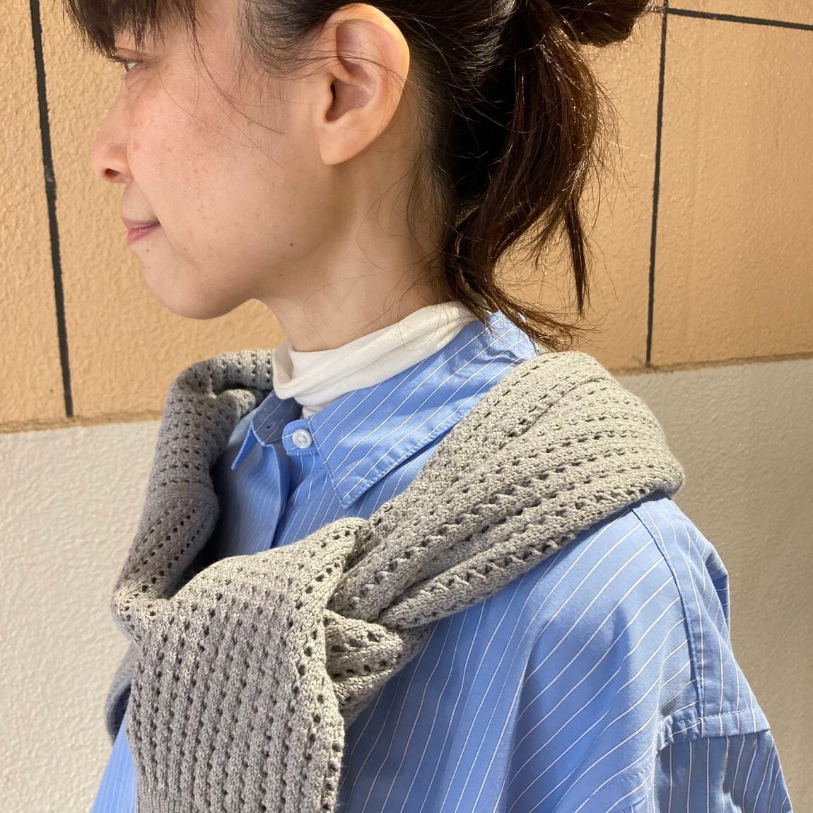 ブロード長袖シャツワンピース