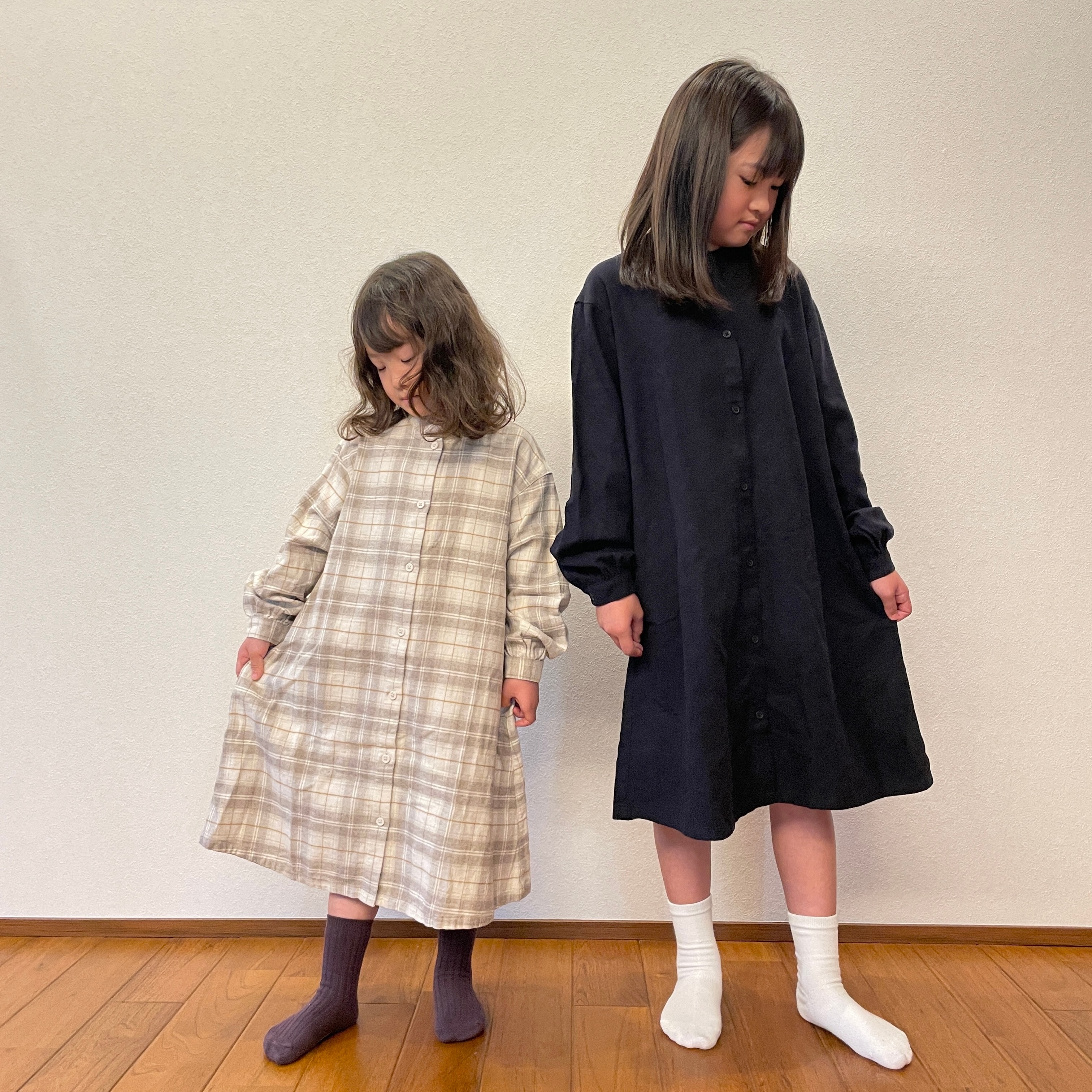 ネイビー×チェックワンピ