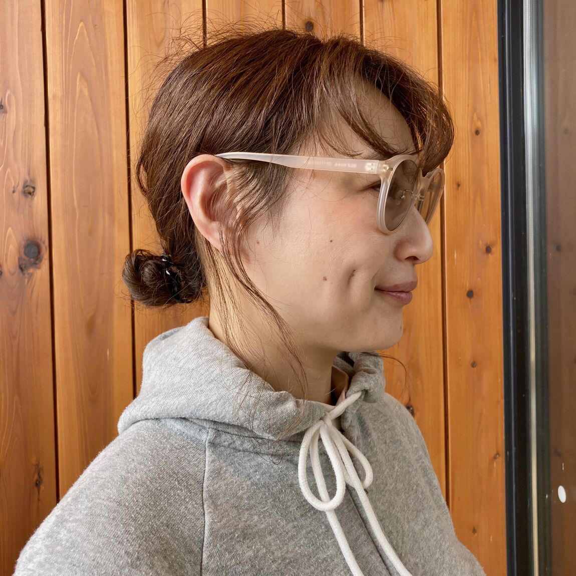 【燕】UV400 ラージボストン型サングラス　着用例　横