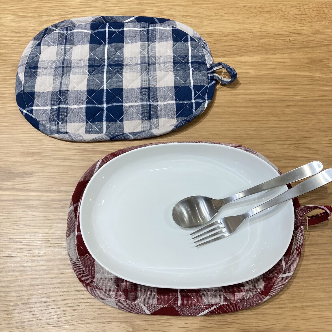 【イオンモール各務原】新商品|インド綿のチェック柄キッチン雑貨_7z6L48