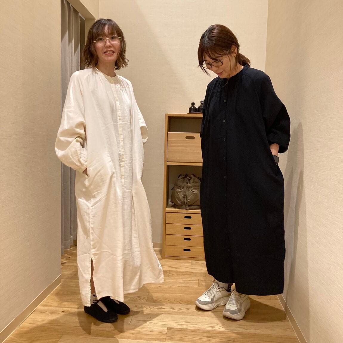 【ヨシヅヤ笠松】スタッフおすすめふんわりしぼガーゼ長袖ワンピース_2EfSgN