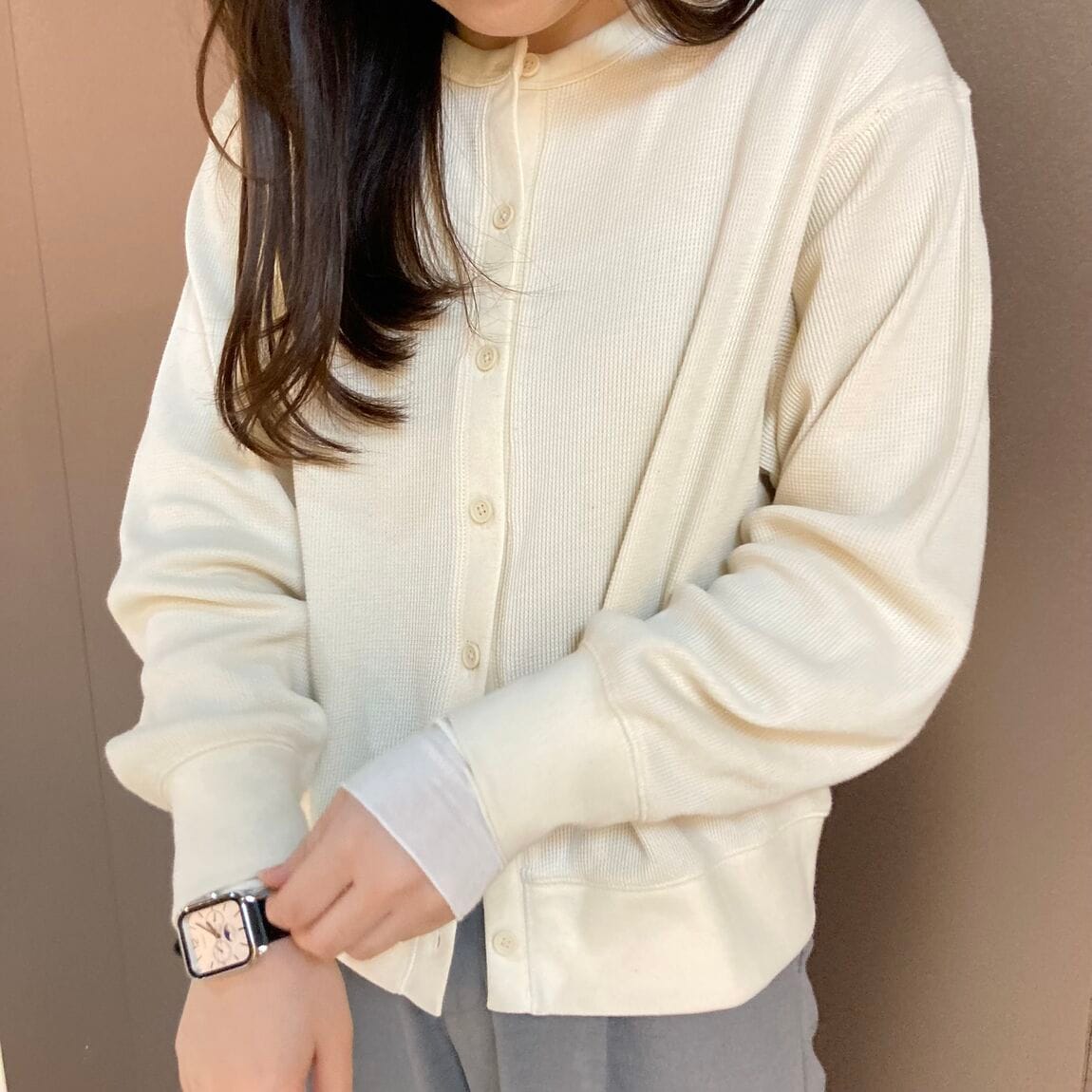 ワッフルカーディガン