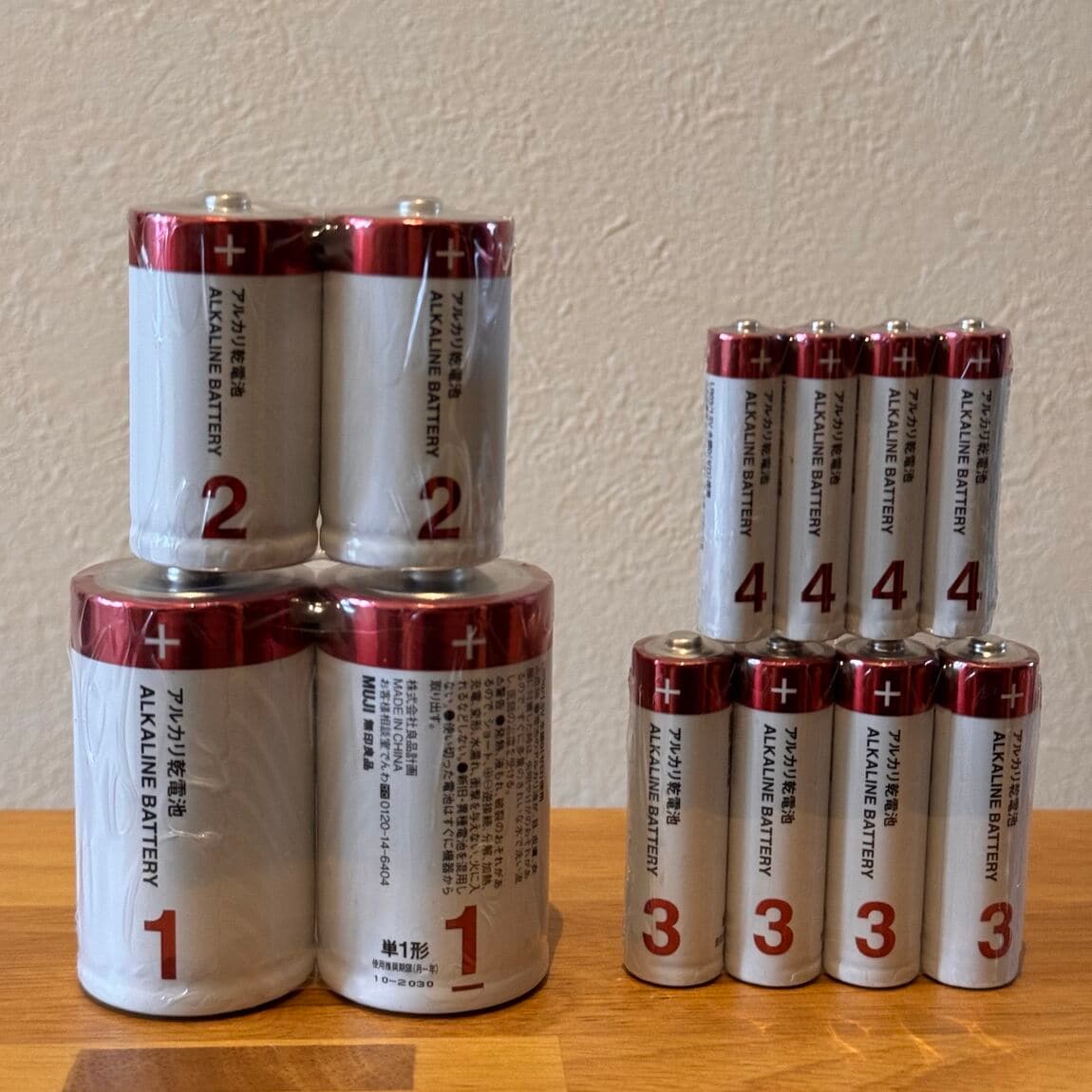 【無印良品500 ベルフローラかわにし】サイズが一目でわかる！アルカリ乾電池_CE90AR