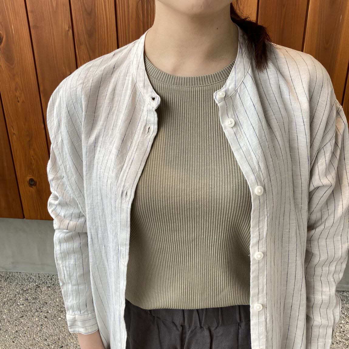 なめらかリブ長袖Tアップ