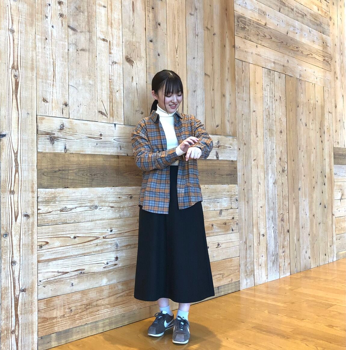 両面起毛フランネルレギュラーカラー長袖シャツ