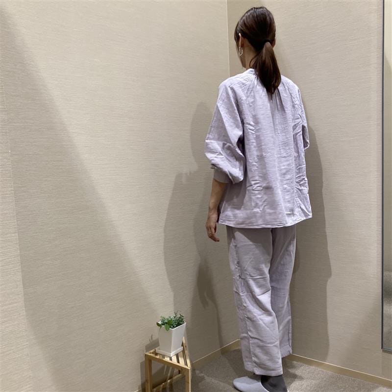 【いわて生協盛岡向中野】身長170cm  菜々さん　ルームウェア　しぼガーゼパジャマ_ymyW7v