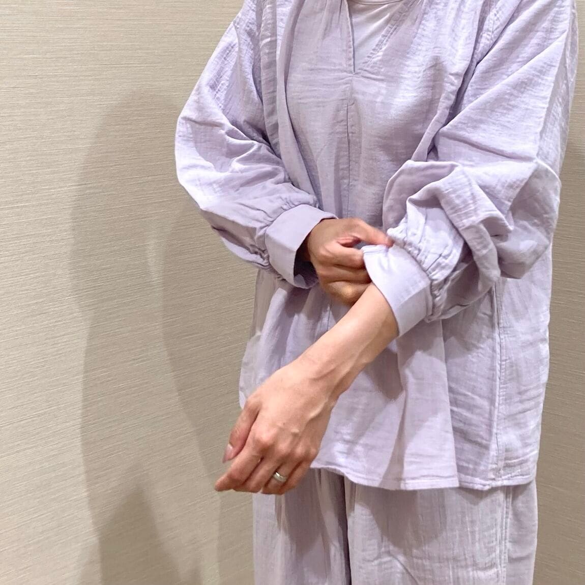 【いわて生協盛岡向中野】身長170cm  菜々さん　ルームウェア　しぼガーゼパジャマ_Y0yUBm
