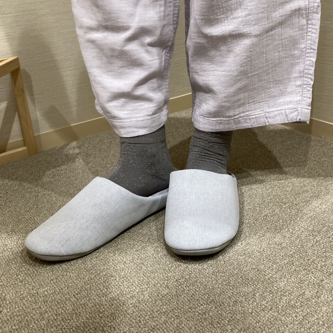 【いわて生協盛岡向中野】身長170cm  菜々さん　ルームウェア　しぼガーゼパジャマ_k2mhtC