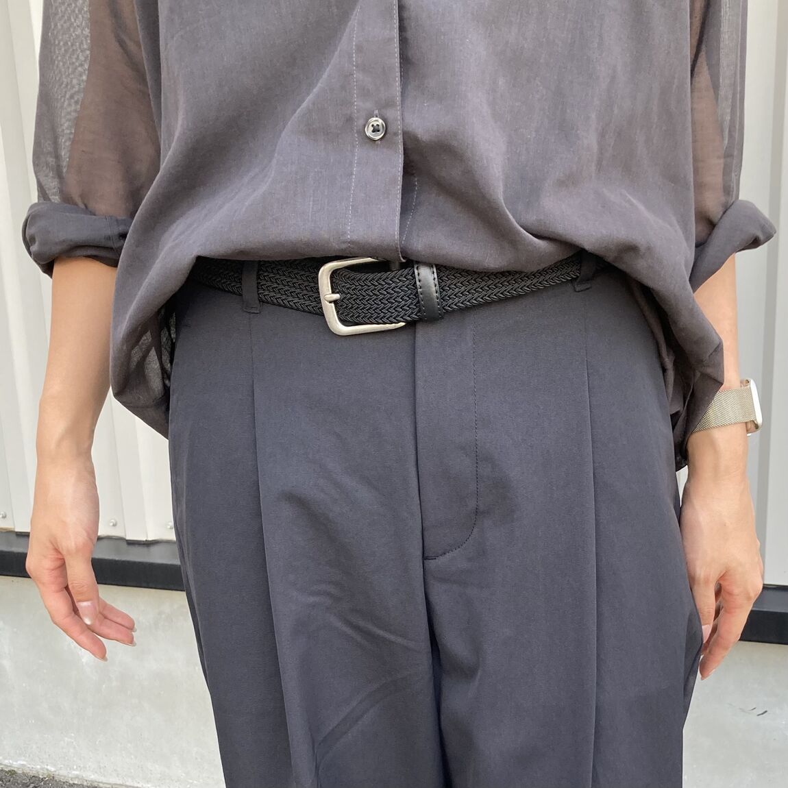 【いわて生協盛岡向中野】身長170cm 菜々さんシアーシャツ（黒）_a9f58d
